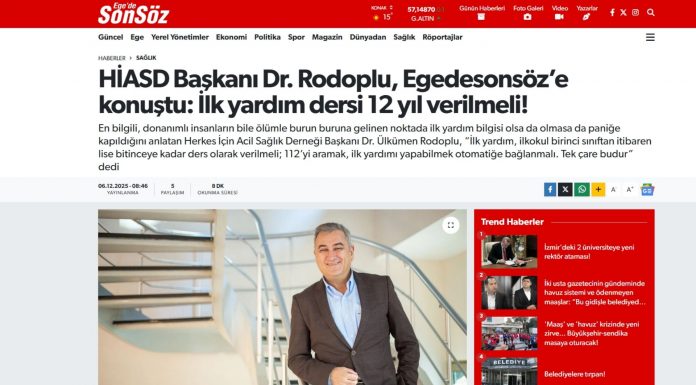 İlk yardım dersi 12 yıl verilmeli!